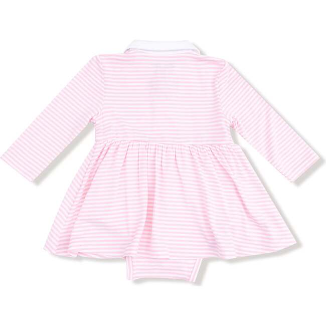 Long Sleeve Polo Bodysuit Dress, Baby Golf Carts Pink - Dresses - 3