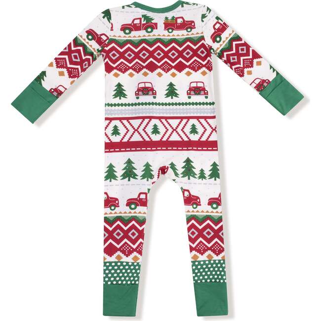 Convertible Romper, Red Truck Fair Isle
