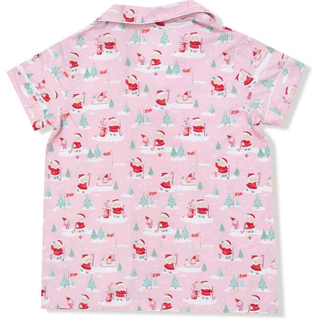Adult Short Sleeve Coat Style with Pants, Golfing Mrs. Clause and Elves - Pajamas - 2