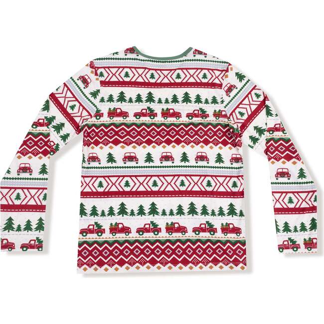 Adult Long Sleeve Top, Red Truck Fair Isle - Shirts - 2