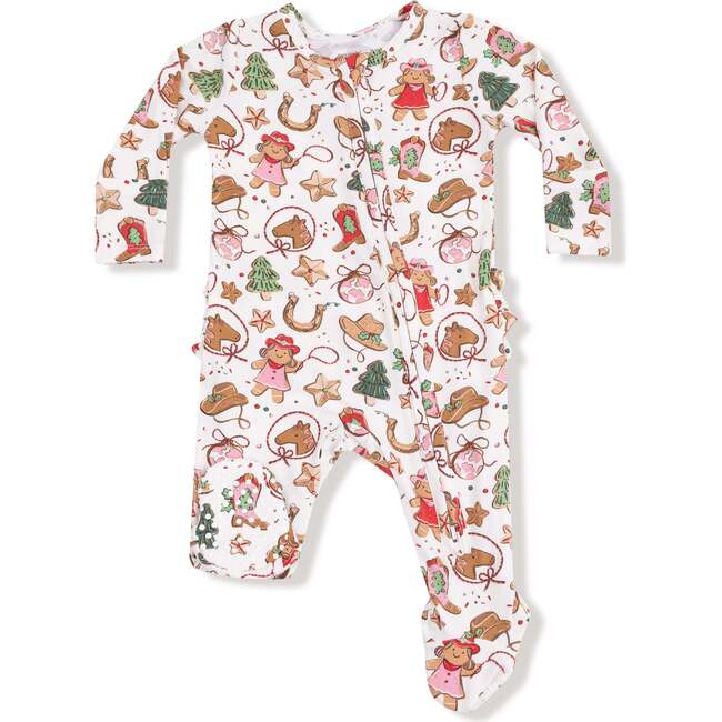 2 Way Zipper Ruffle Back Footie, Cowgirl Christmas Cookies