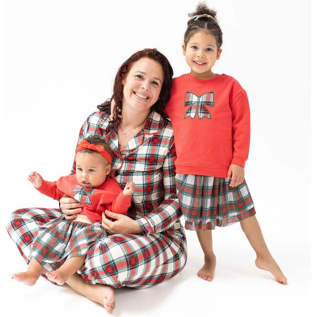 Adult Long Sleeve Coat Style Pajama Top, Holiday Plaid - Pajamas - 2