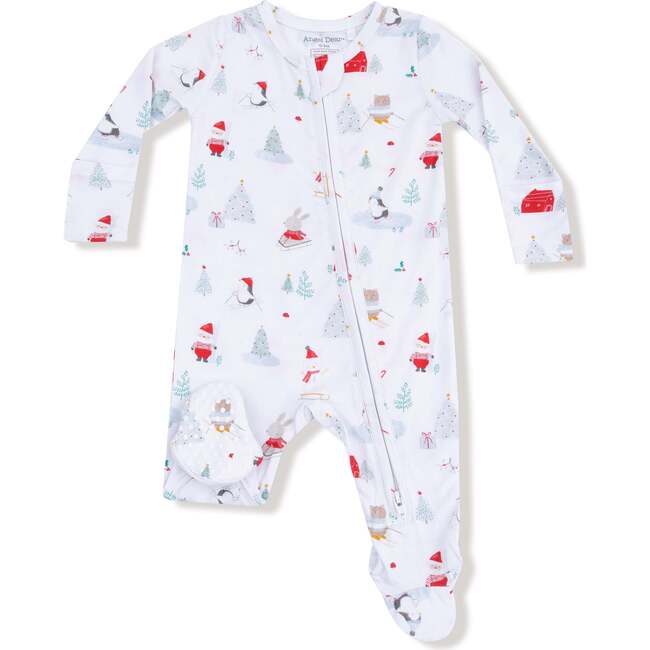 2 Way Zipper Footie, Santa Ski Friends