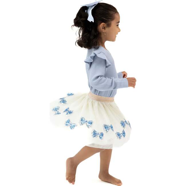 Blue Bow Tutu Skirt, Romi Floral - Tutus - 2