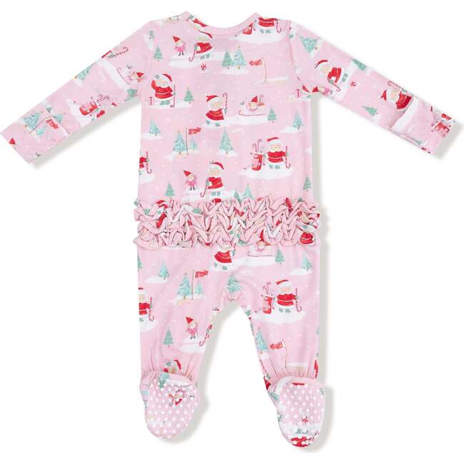 2 Way Zipper Ruffle Back Footie, Golfing Mrs. Clause and Elves - Footie Pajamas - 2