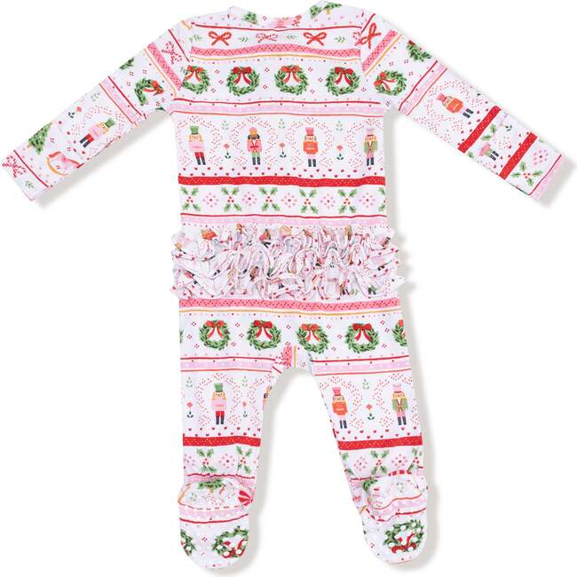 2 Way Zipper Ruffle Back Footie, Sugar Plum Fairy Nutcracker Fair Isle Pink - Footie Pajamas - 2