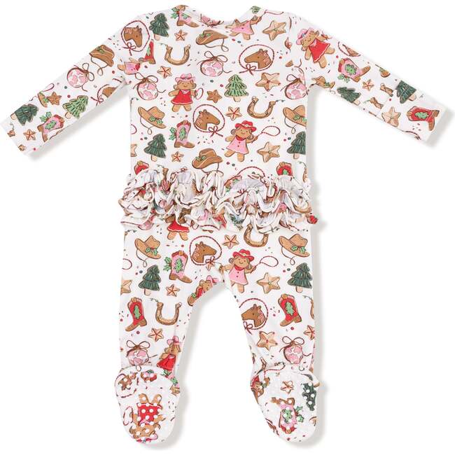 2 Way Zipper Ruffle Back Footie, Cowgirl Christmas Cookies - Footie Pajamas - 2