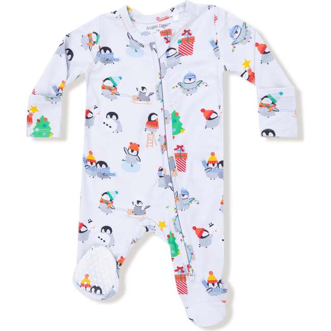 2 Way Zipper Footie, Holiday Penguins