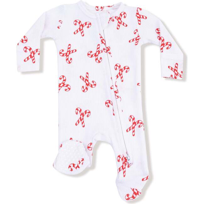 2 Way Zipper Footie, Candy Canes