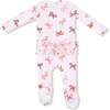 2 Way Zipper Ruffle Back Footie, Candy Cane Bows - Footie Pajamas - 3