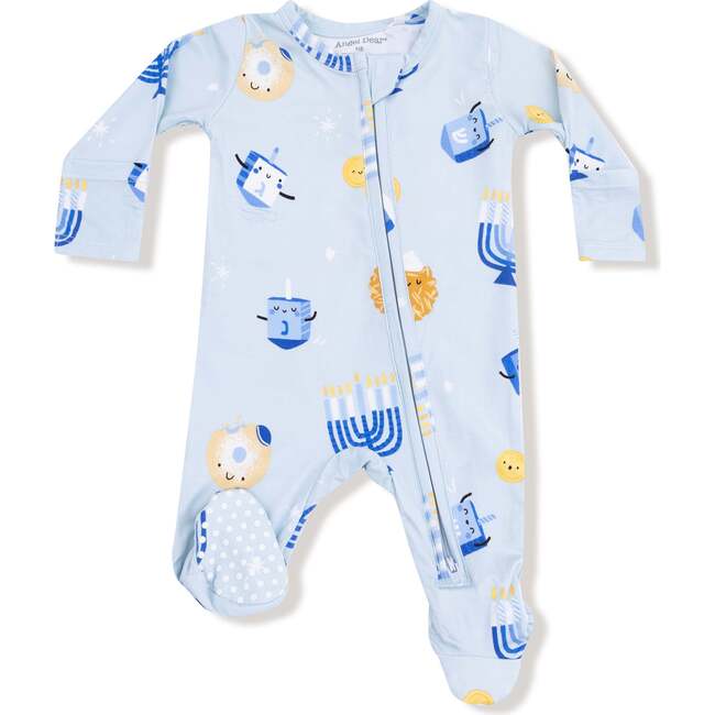 2 Way Zipper Footie, Hanukkah Blue