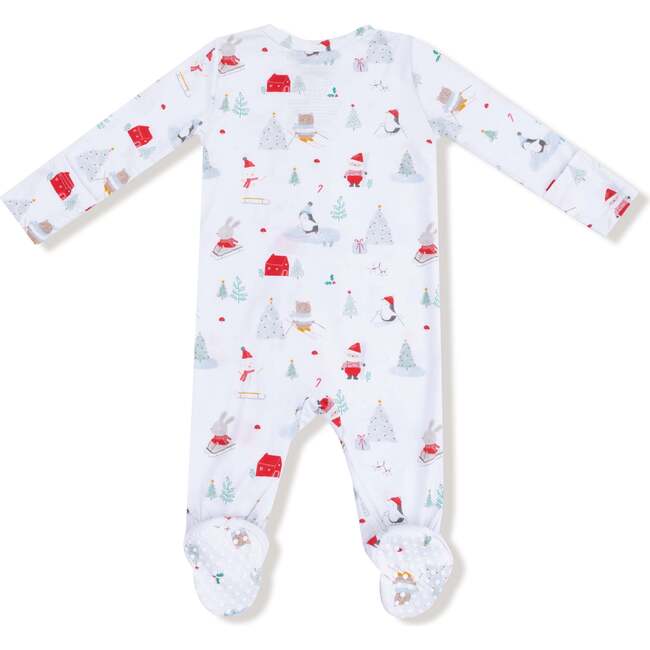 2 Way Zipper Footie, Santa Ski Friends - Footie Pajamas - 2