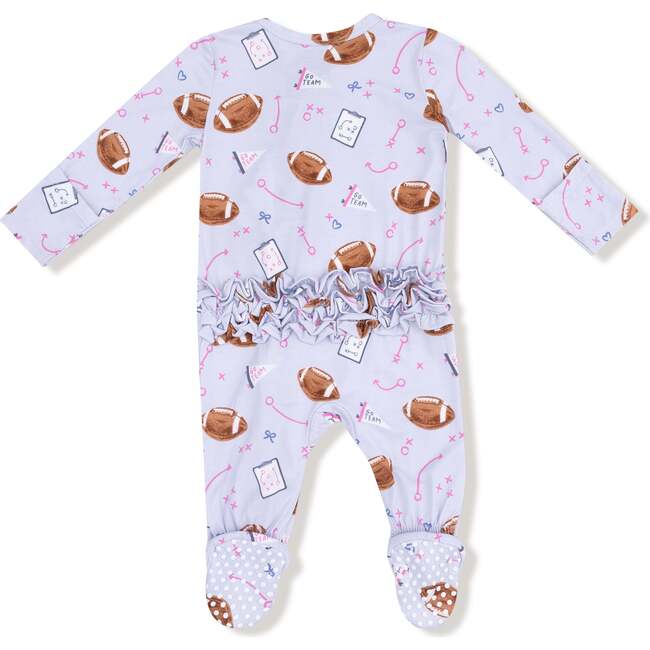 2 Way Ruffle Zipper Footie, Touchdown Time Lavender - Footie Pajamas - 2