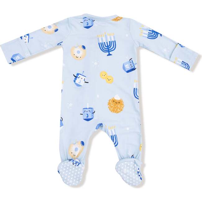 2 Way Zipper Footie, Hanukkah Blue - Footie Pajamas - 2