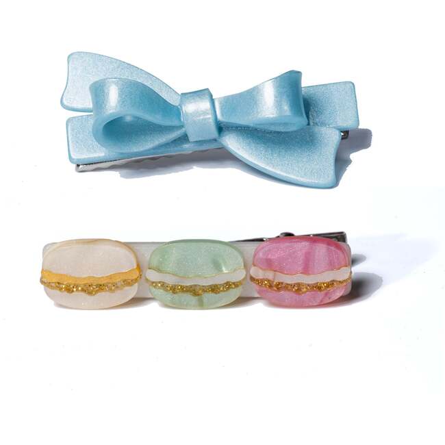Macaron Blue Bow Hair Clips