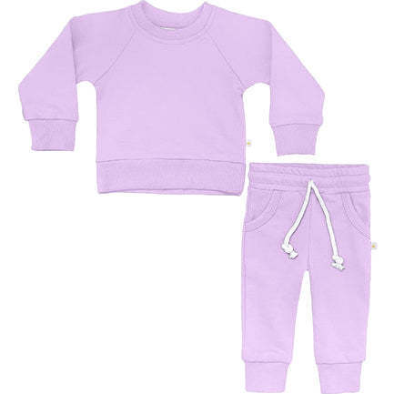 Crewneck Terry Jogger Pant Set, Lilac