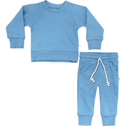 Crewneck Terry Jogger Pant Set, California Blue - Sweatpants - 1