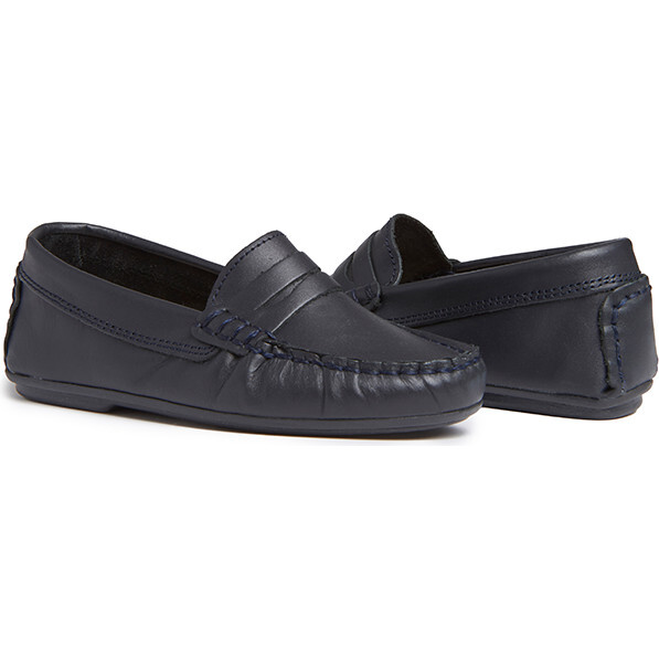 Alex Leather Penny Loafers, Navy - Loafers - 2