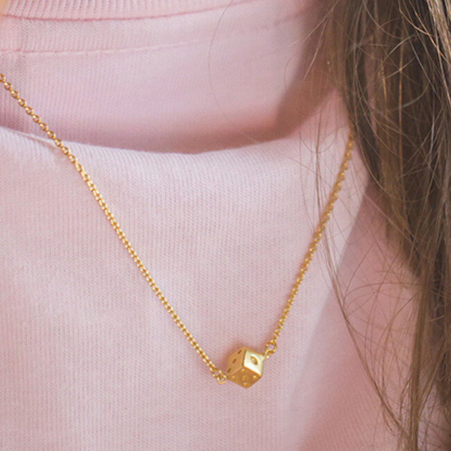 Women's Play Necklace, Gold Dice - Necklaces - 2