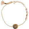 Keep You Close To Me Initials Bracelet, Gold Plated And Peach Pearls - Bracelets - 1 - thumbnail