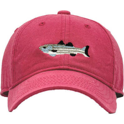 Striped Bass Baseball Hat, Weathered Red