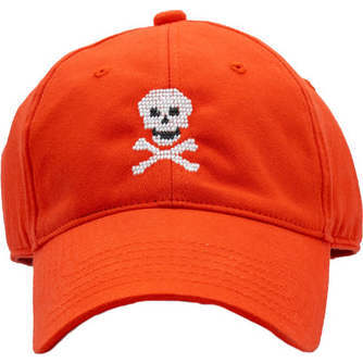 Skull & Bones Baseball Hat, Neon Red