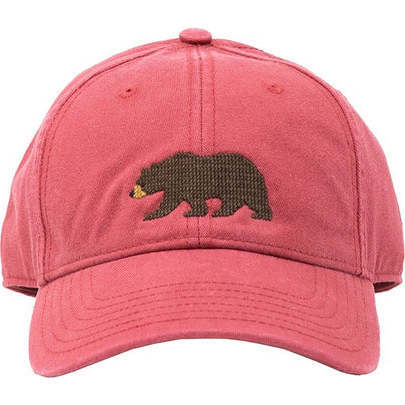 Bear Baseball Hat, Weathered Red