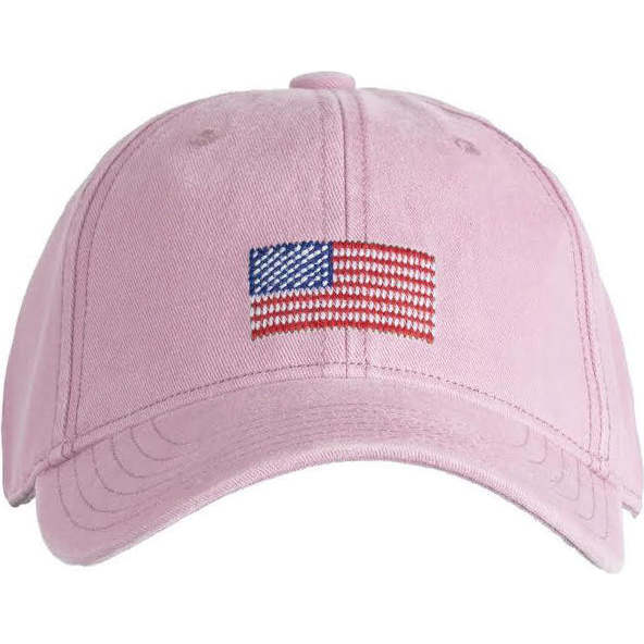 American Flag Baseball Hat, Light Pink