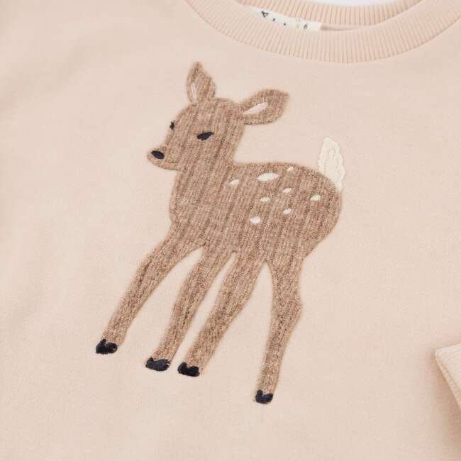 Deer Applique Millie Slouch, Pink - Sweatshirts - 3