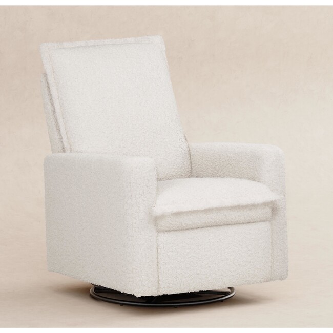 Cali Flange Gliding Swivel Recliner in Cream Shearling