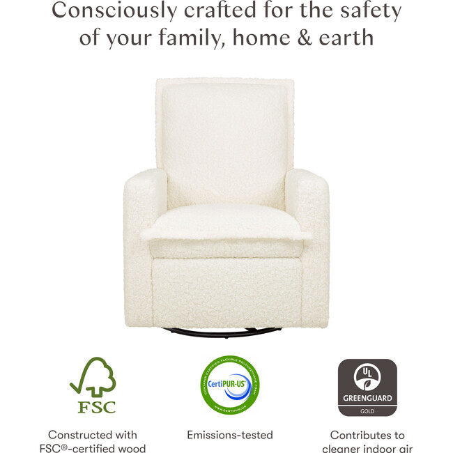 Cali Flange Gliding Swivel Recliner in Cream Shearling - Glider - 2