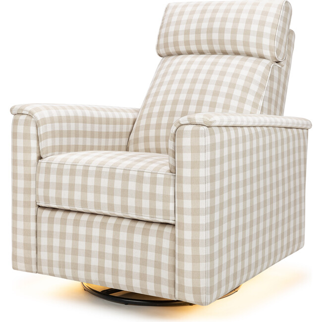 Willa Pro Power Glider Recliner w/ Power Lumbar in Tan Gingham