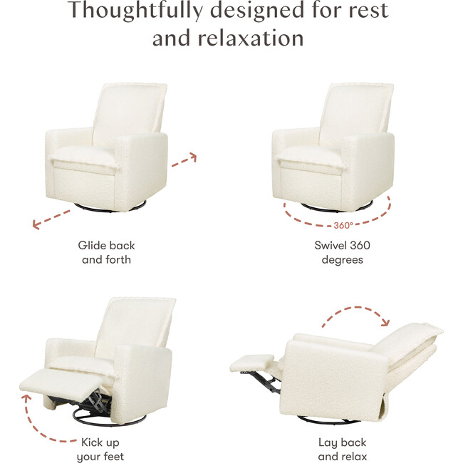Cali Flange Gliding Swivel Recliner in Cream Shearling - Glider - 3
