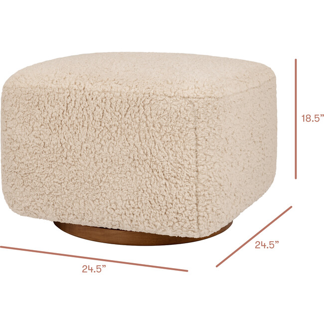 Kiwi Gliding Ottoman in Chai Shearling with Dark Wood Base - Ottomans - 3