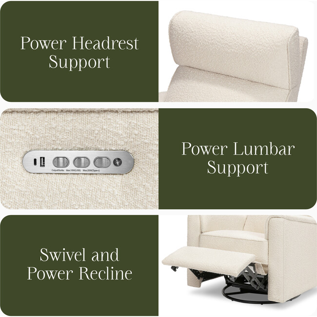Willa Pro Power Glider Recliner w/ Power Lumbar in Performance Ivory Boucle - Glider - 3