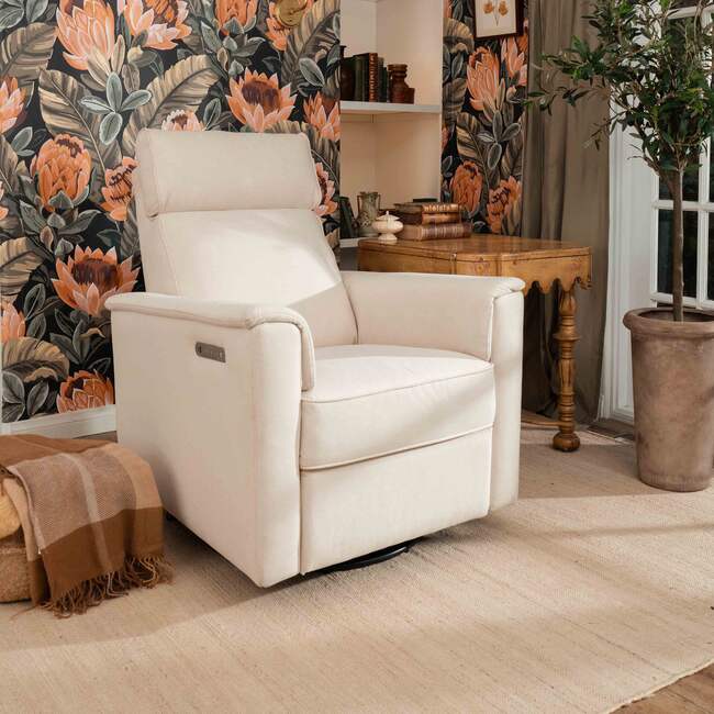 Willa Pro Power Glider Recliner w/ Power Lumbar in Performance Cream Eco-Weave