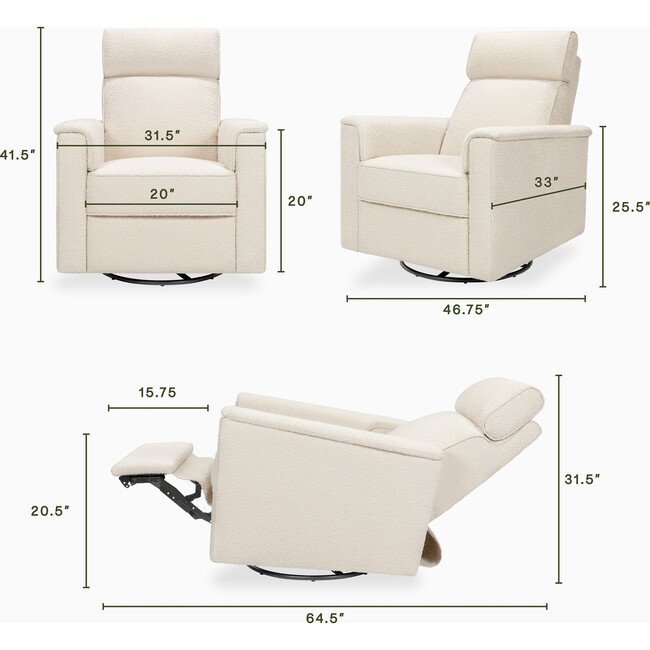 Willa Pro Power Glider Recliner w/ Power Lumbar in Performance Ivory Boucle - Glider - 5