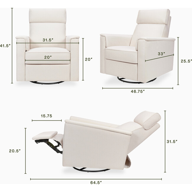 Willa Pro Power Glider Recliner w/ Power Lumbar in Performance Cream Eco-Weave - Glider - 4