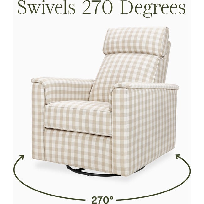 Willa Pro Power Glider Recliner w/ Power Lumbar in Tan Gingham - Glider - 5