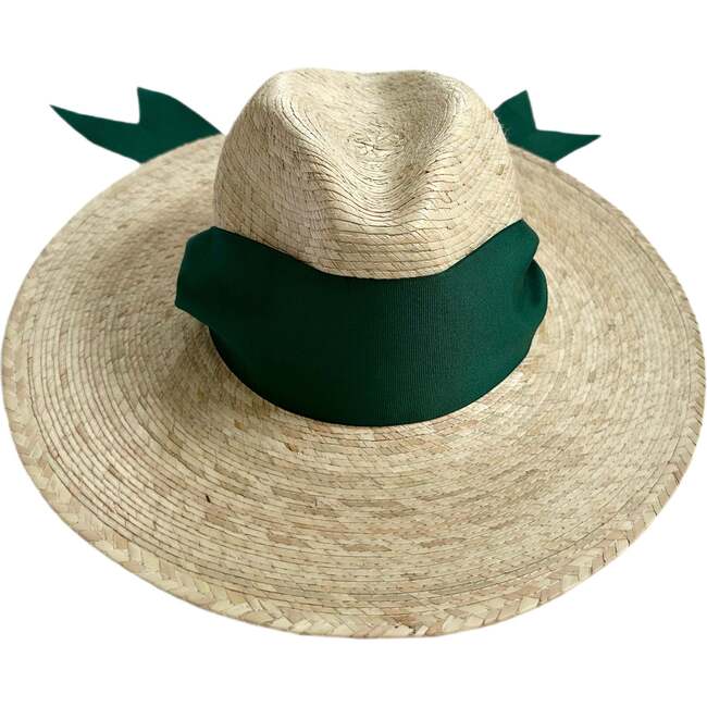 Women's Zinnia Wide & Short Brim Grosgrain Ribbon Masters Sun Hat, Green - Hats - 1