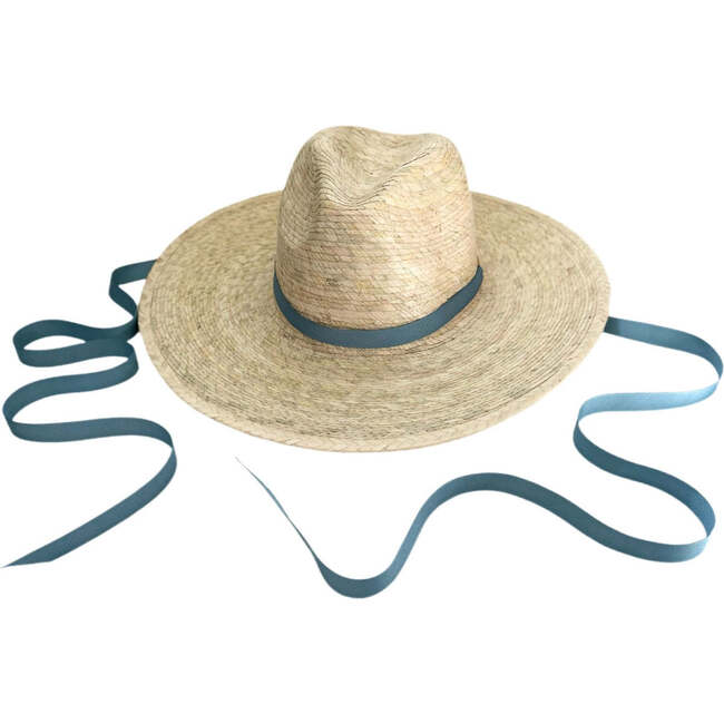 Women's Zinnia Classic Short Brim Long & Thin Grosgrain Ribbon Sun Hat, French Blue