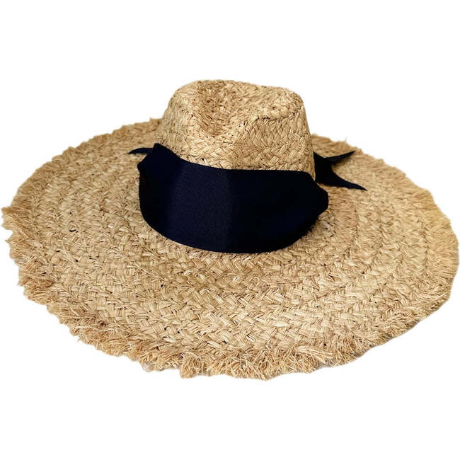 Women's The Hydrangea Wide Grosgrain Ribbon Sun Hat, Navy - Hats - 1