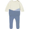 Newborn Knit Pants and Sweatshirt Set, Blue - Mixed Apparel Set - 1 - thumbnail