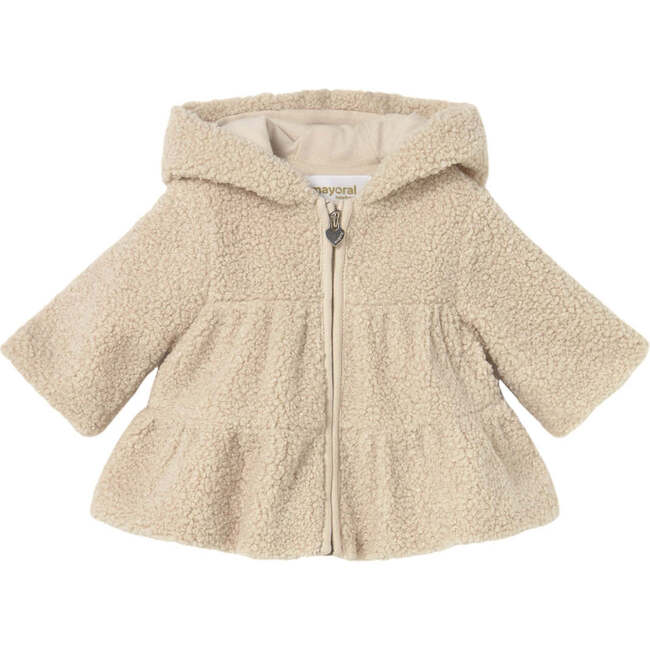 Newborn Girl Zip Sweatshirt, Beige