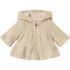 Newborn Girl Zip Sweatshirt, Beige - Sweatshirts - 1 - thumbnail