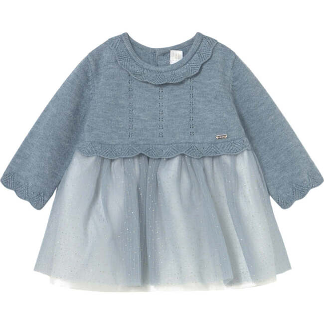 Newborn Girl Tulle and Knit Dress, Blue