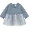 Newborn Girl Tulle and Knit Dress, Blue - Dresses - 1 - thumbnail