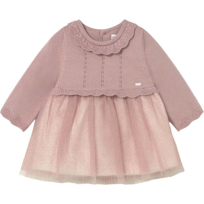 Newborn Girl Tulle and Knit Dress, Pink