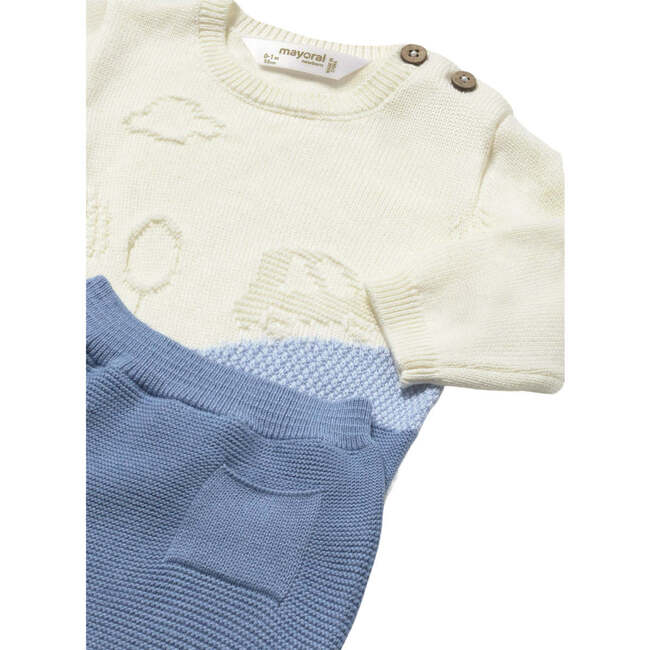 Newborn Knit Pants and Sweatshirt Set, Blue - Mixed Apparel Set - 3