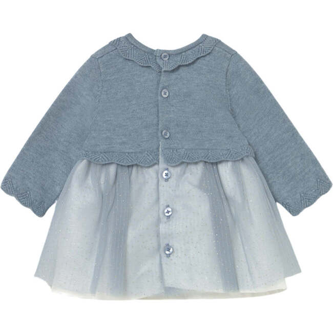 Newborn Girl Tulle and Knit Dress, Blue - Dresses - 2